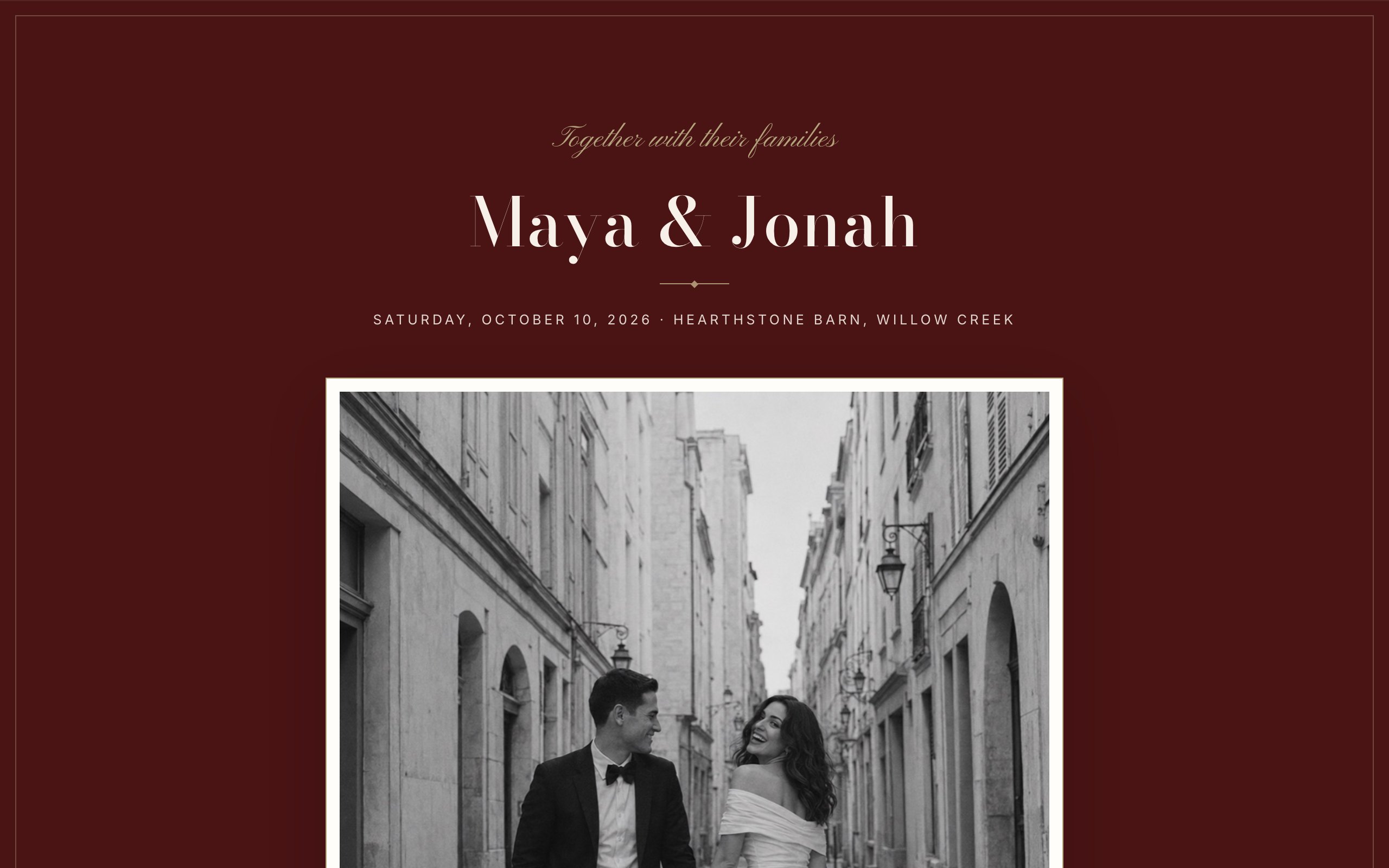 A wedding website on a laptop